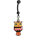 Pink and Yellow Patchwork Artistic Owl Dangle Belly Ring