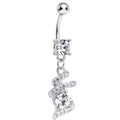 Clear Gem Falling Waters Swirl Drop Dangle Belly Ring