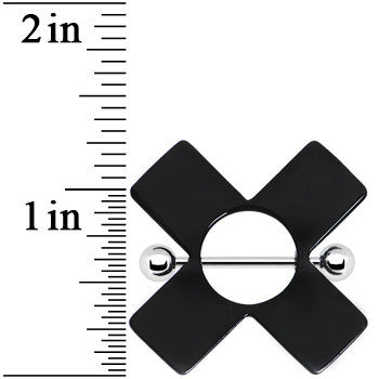 14G Black Acrylic X Nipple Shield Set