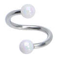 16G 5/16 Iridescent White Acrylic Ball Spiral Twister Ring
