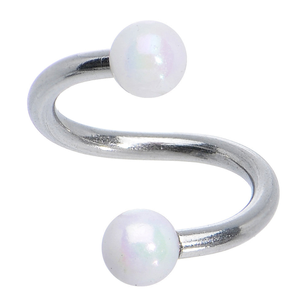 16G 5/16 Iridescent White Acrylic Ball Spiral Twister Ring