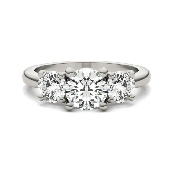 3 CTW AGI Certified Lab Grown Diamond (G-VS) Three Stone Engagement Ring in of 14K Gold