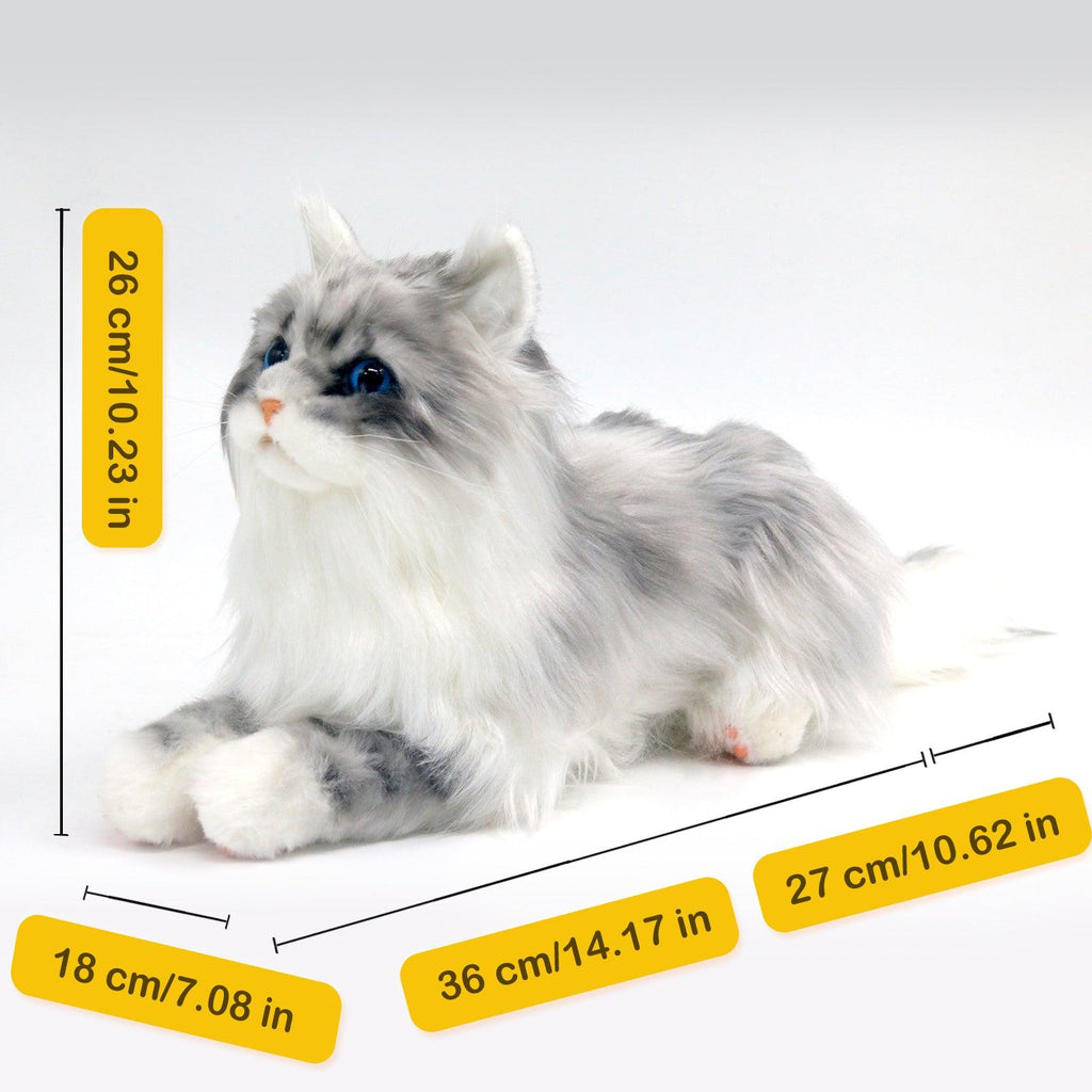 Plush Blue Eyes Grey Hair Cat Weighted-Handmade Life-Size Companion & Pet Memorial