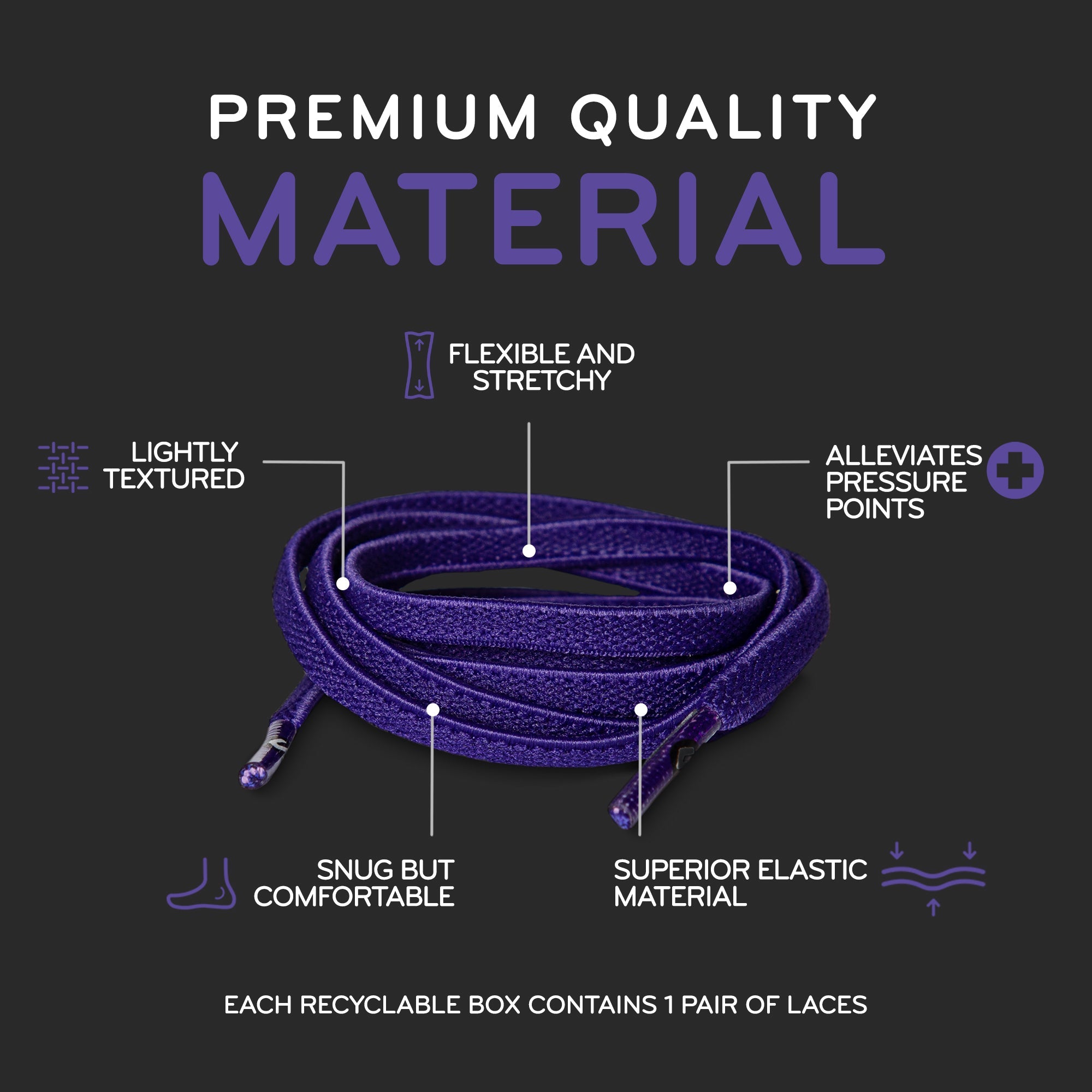 Purple Flat Elastic Stretch Shoe Laces