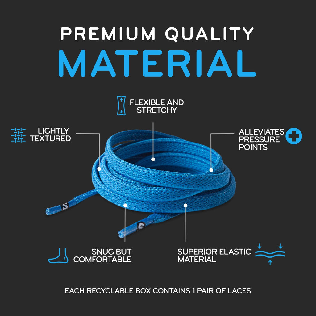 Neon Blue Flat Elastic Stretch Shoe Laces