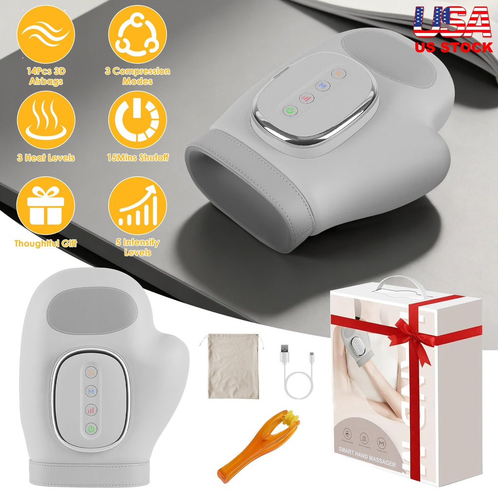 Hand Massager With Heat Compression Cordless Hand Massager for Arthritis Carpal Tunnel with 3 Modes 3 Heat Levels 5 Intensity Levels Disposable Gloves