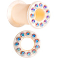2G Aurora Gem Flexible Peach Silicone Double Flare Tunnel Plug Set