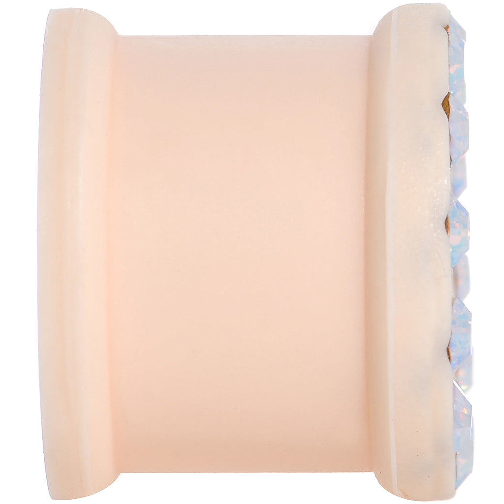 9/16 Aurora Gem Peach Silicone Double Flare Tunnel