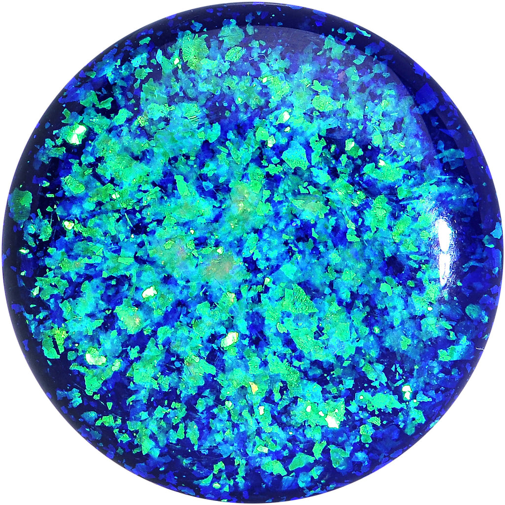 9/16 Black Acrylic Blue Confetti Party Single Flare Plug