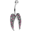 Pink Gem Magnificent Angel Wings Belly Ring