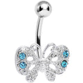 Aqua Gem Enchanting Butterfly Belly Ring