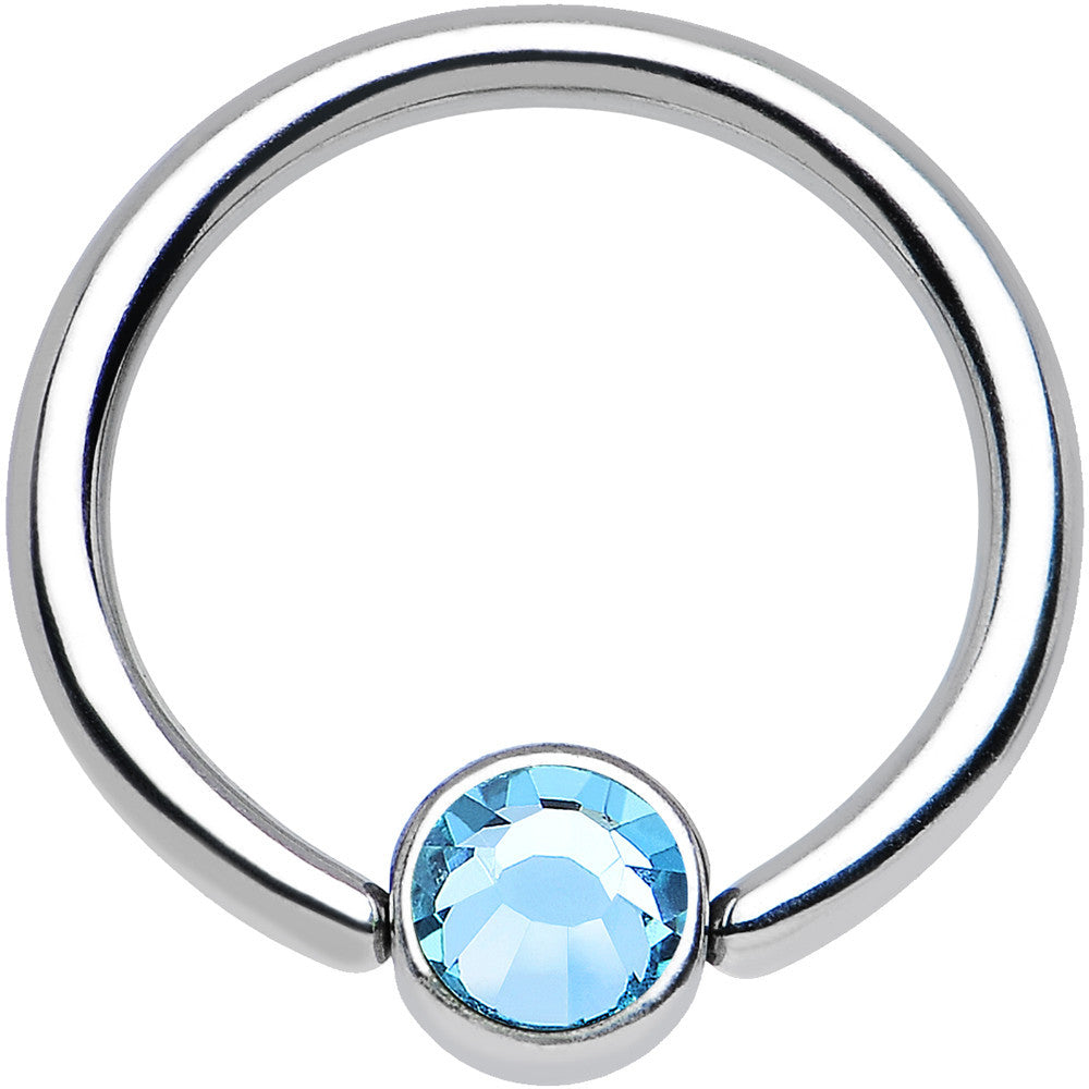16G 3/8 Aqua Gem Steel BCR Captive Ring 4mm Flat Disc