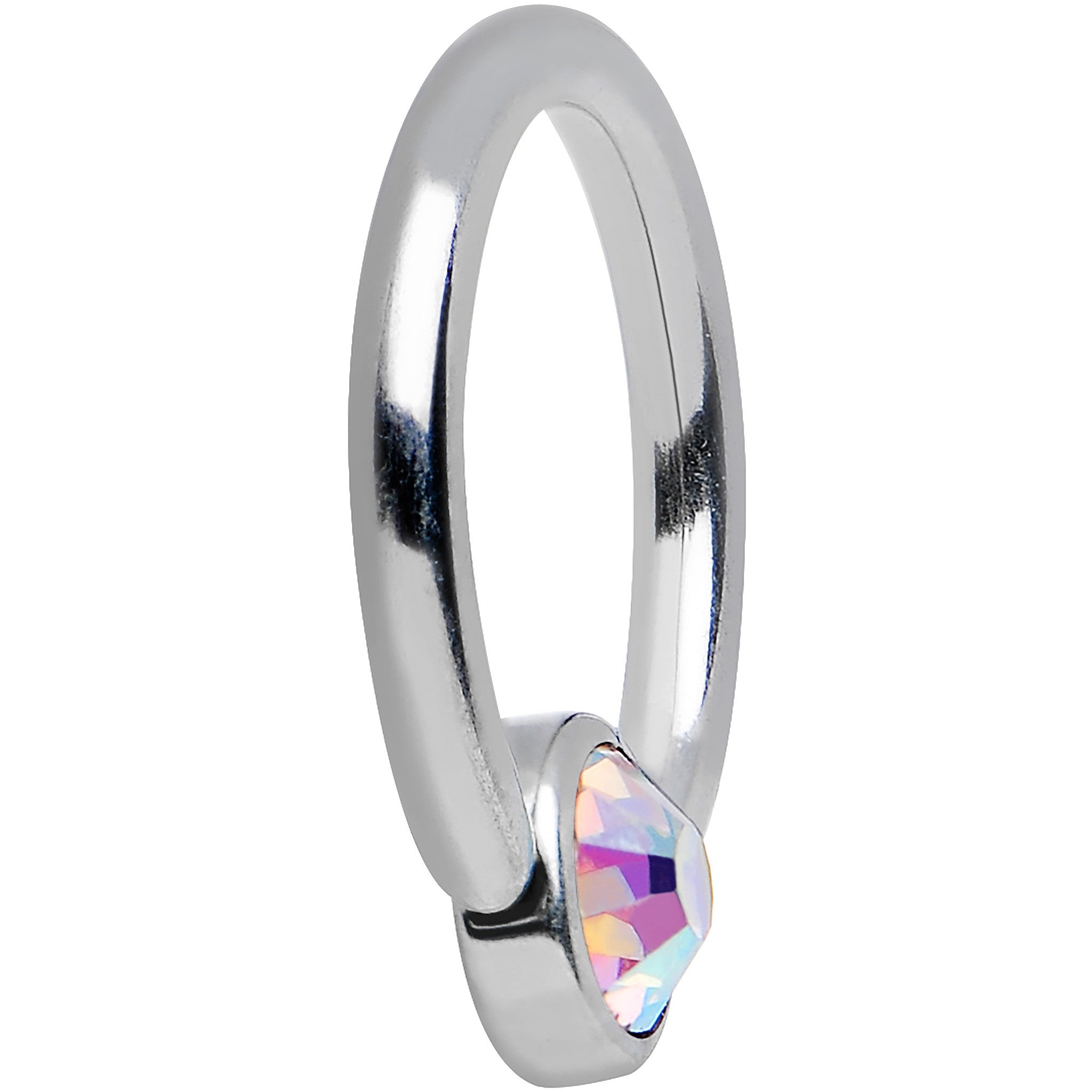 16G 5/16 Aqua Gem Titanium BCR Captive Ring 4mm Flat Disc