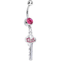 Pink Gem Jazzy Glam Key Dangle Belly Ring