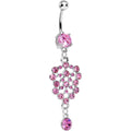 Pink Gem Pool of Sparkle Dangle Belly Ring