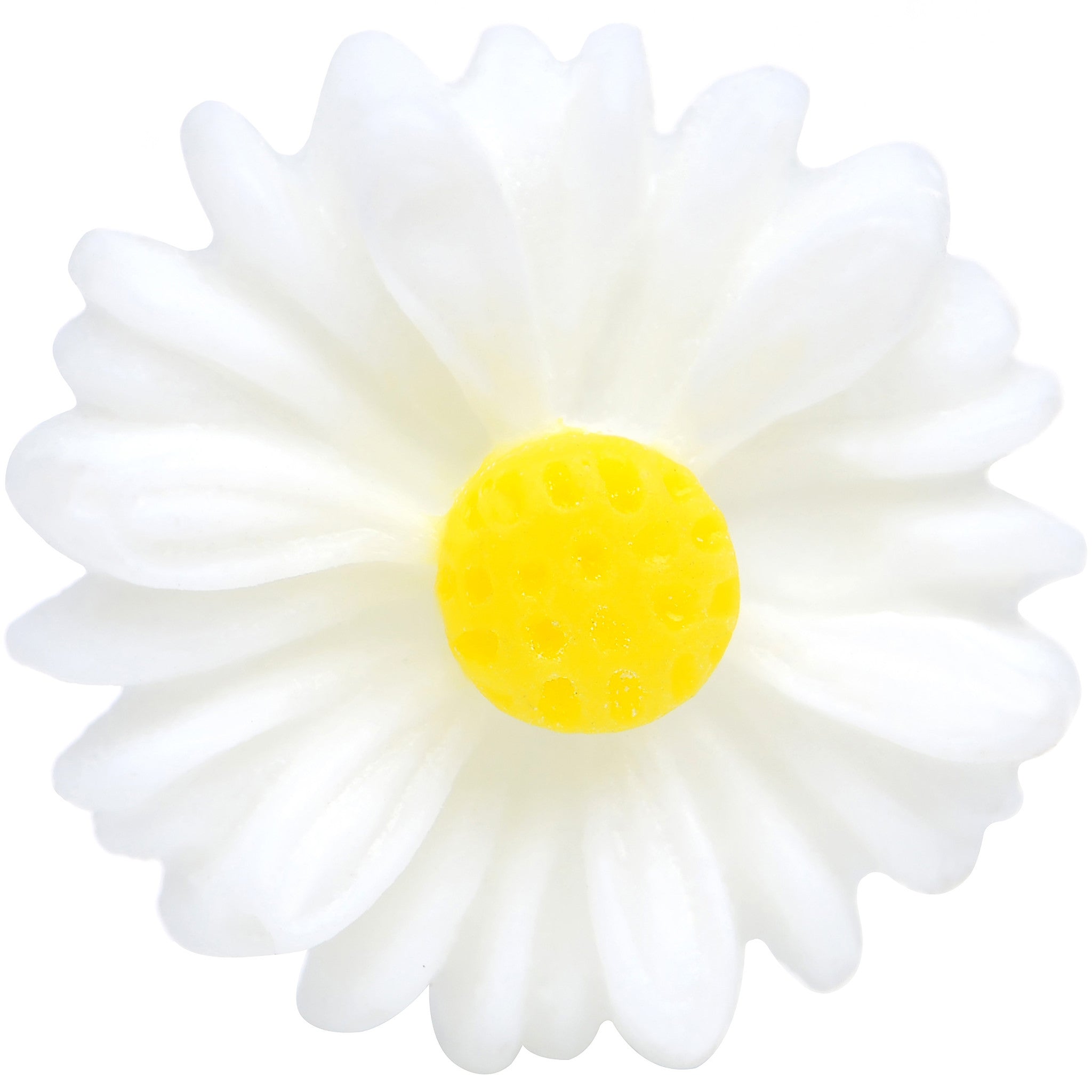 0G White Acrylic White Daisy Flower Single Flare Plug