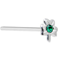 925 Sterling Silver 22G Green CZ Shamrock Bendable Nose Bone