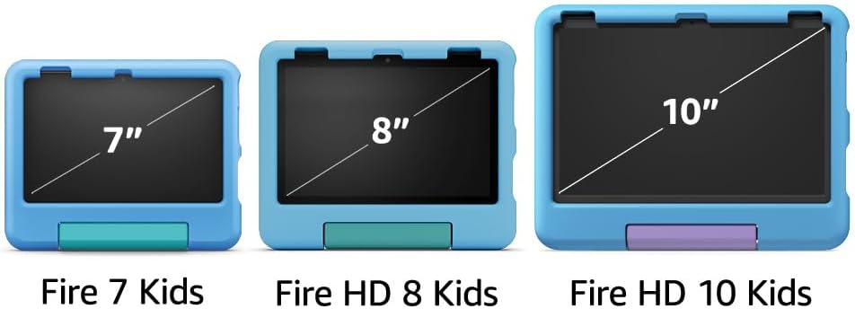 Amazon Fire 7 Kids tablet, ages 3-7. Top-selling 7" kids tablet on Amazon. Includes ad-free and exclusive content, easy parental controls, 10-hr battery, 16 GB, Blue