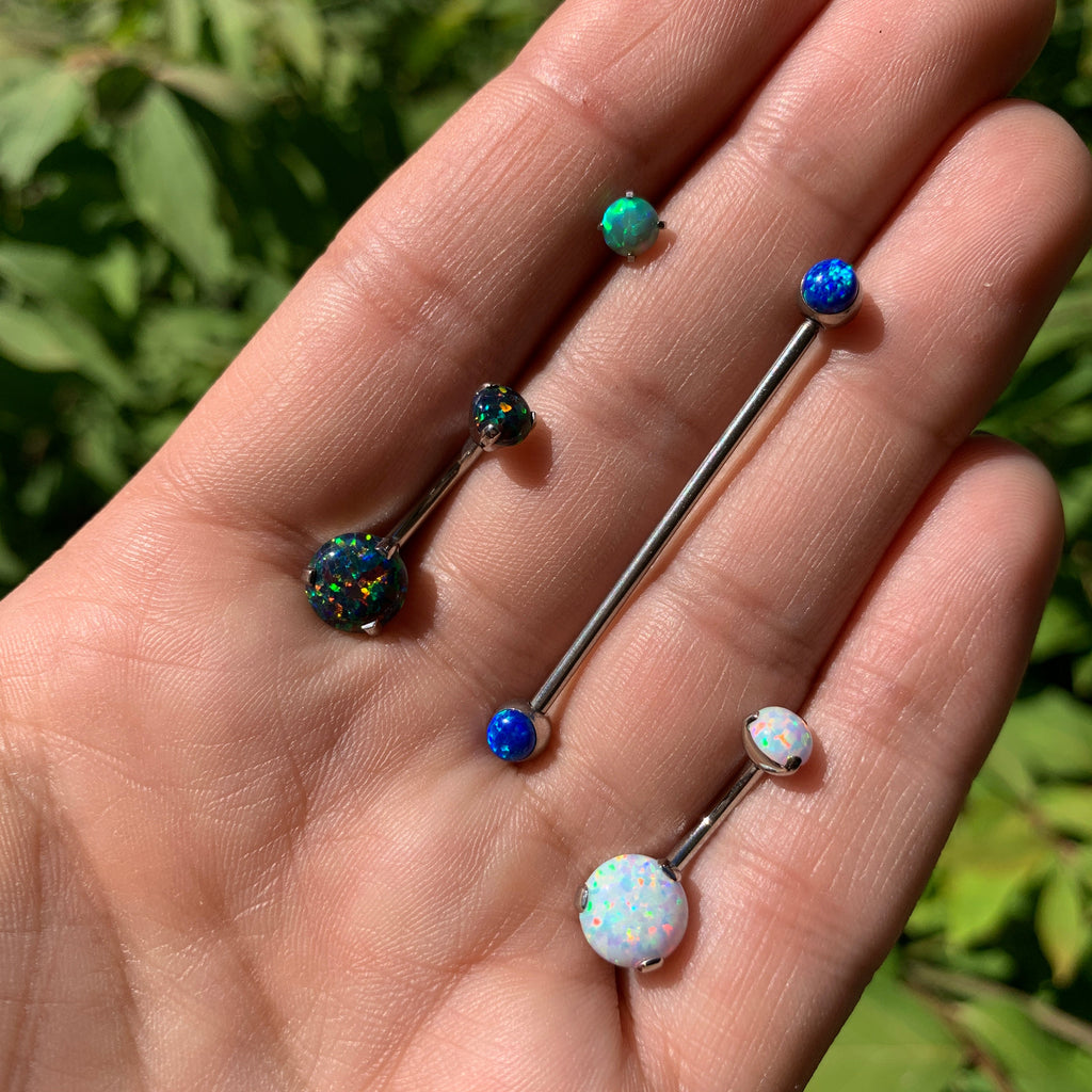 Double Black Synthetic Opal Internally Threaded Belly Ring 7/16