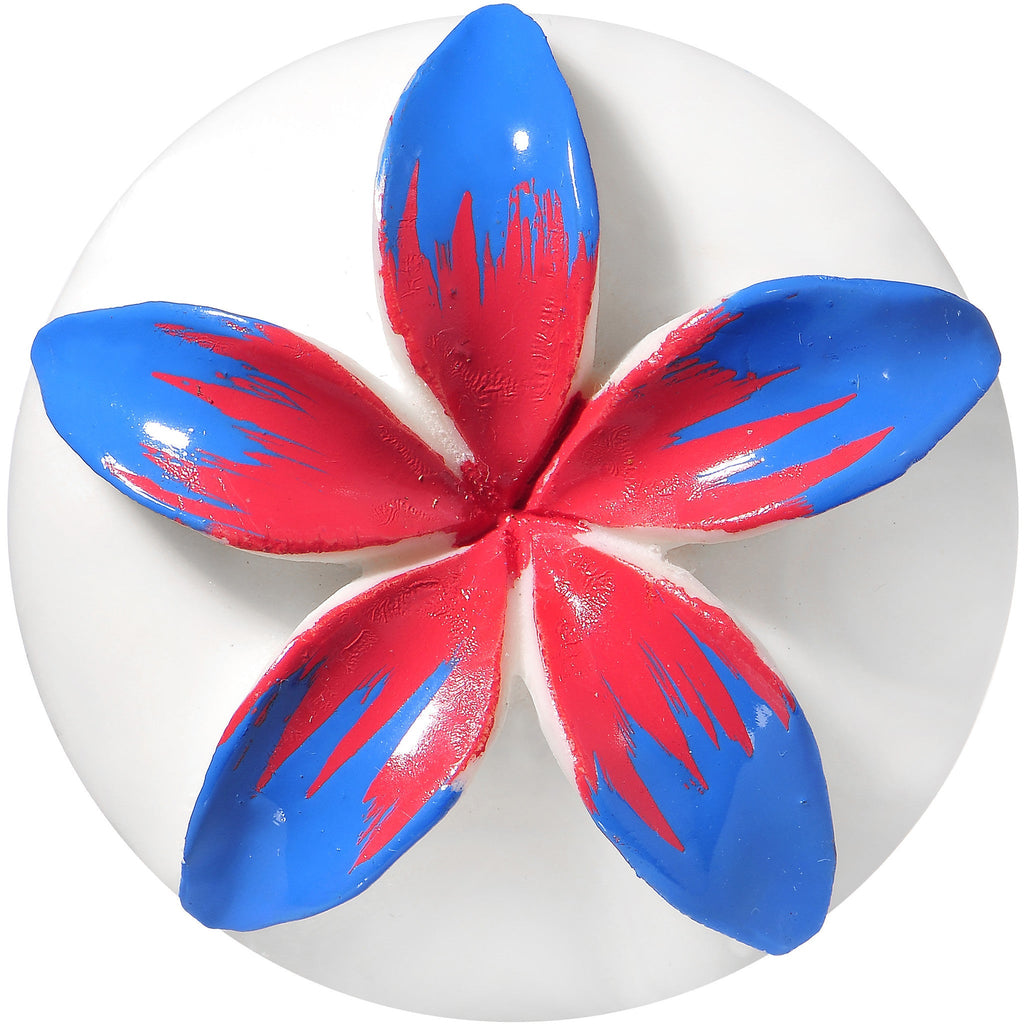 47mm Organic Buffalo Bone Blue Pink Tropical Flower Saddle Plug
