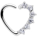 16G Clear CZ Heart Left Closure Daith Cartilage Tragus Earring