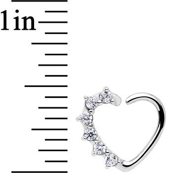 16G Clear CZ  Heart Right Closure Daith Cartilage Tragus Earring