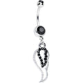 Black Gem Sparkling Angel Wing Hollow Dangle Belly Ring