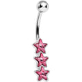 Pink Gem Dazzling Triple Star Belly Ring