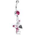 Pink Gem Cherubic Angel Dangle Belly Ring