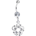 Crystalline Gem Summertime Open Flower Petal Dangle Belly Ring