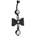 Clear Gem Going to a Formal Black Bow Tie Dangle Belly Ring