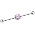 14G Pink CZ Shimmering Circle Industrial Barbell 38mm