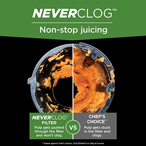 Ninja NeverClog Cold Press Juicer | Powerful Electric Slow Masticating Juicer with Pulp Control | XL Capacity | 24 oz. Juice Jug & 36 oz. Pulp Container | Dishwasher Safe | Charcoal | 150W | JC151