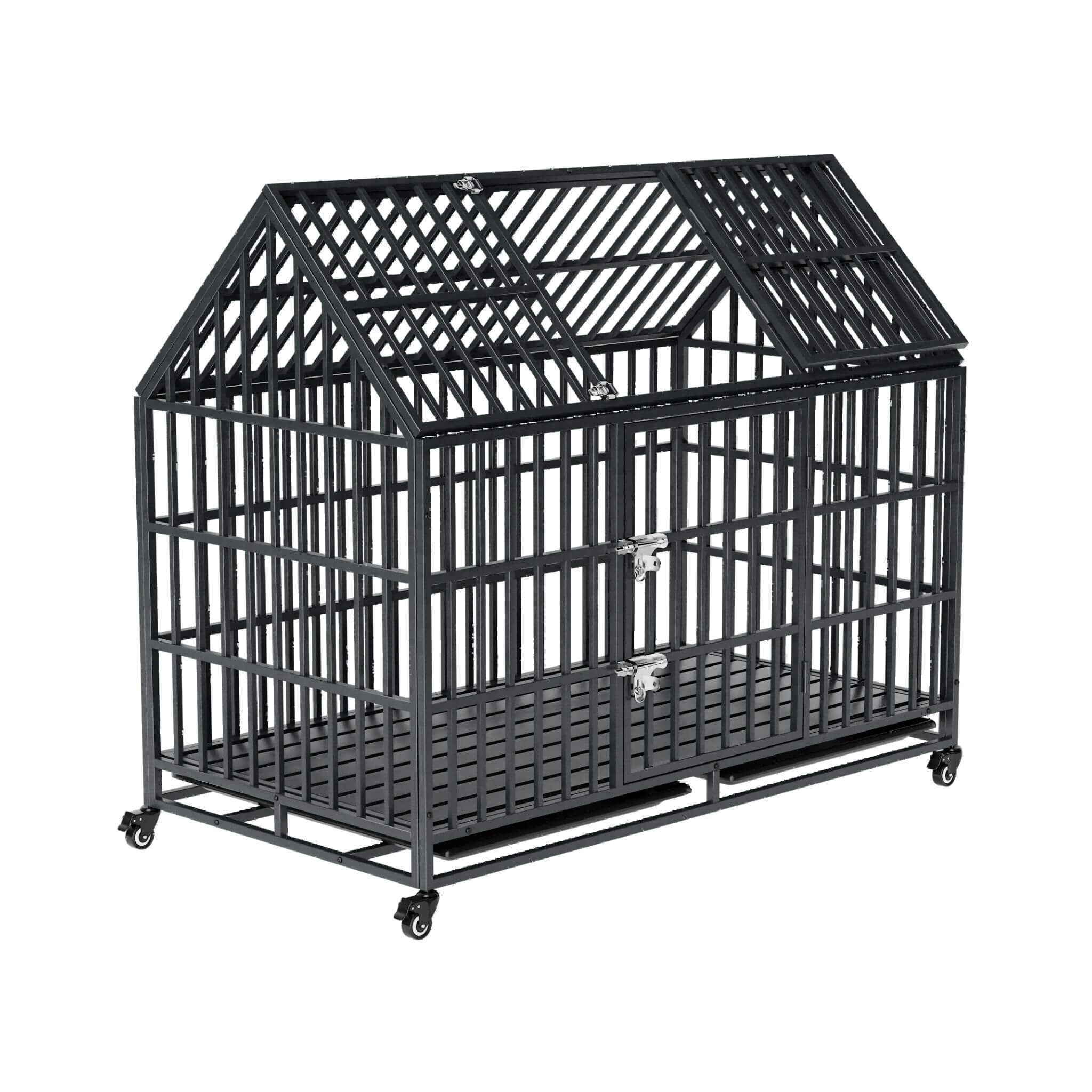 52-Inch Heavy-Duty Dog Crate With Roof Top Escape Proof Design (SAK90267)