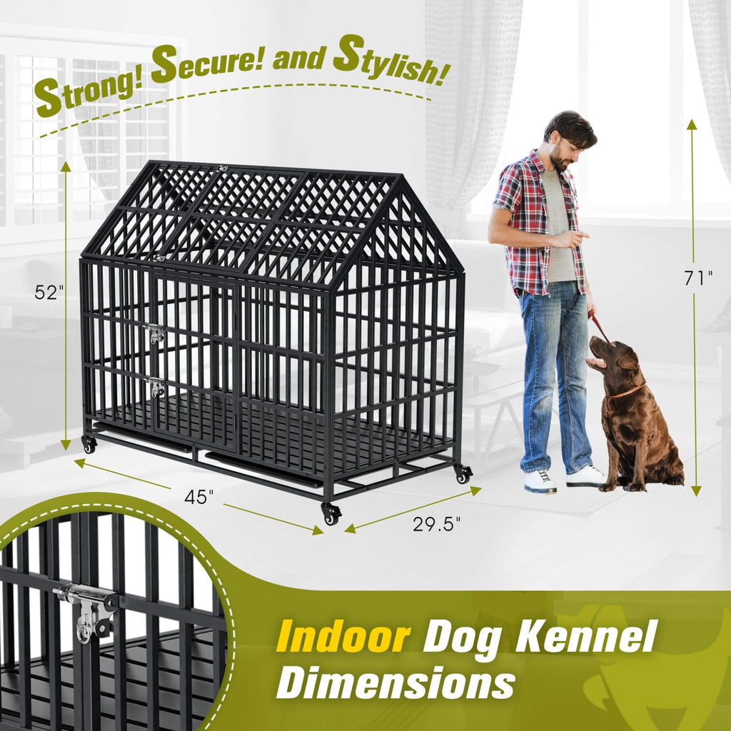 52-Inch Heavy-Duty Dog Crate With Roof Top Escape Proof Design (SAK90267)