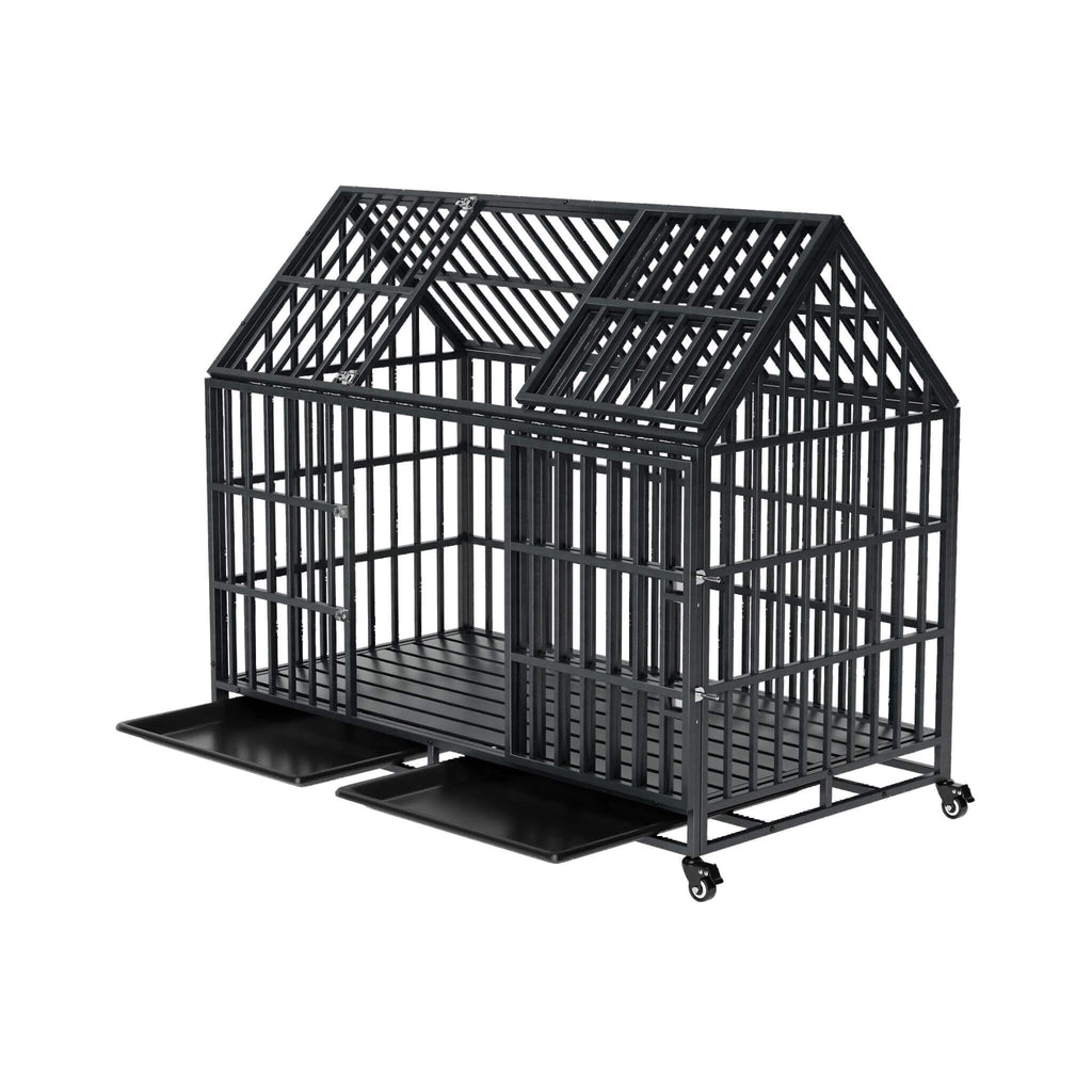 52-Inch Heavy-Duty Dog Crate With Roof Top Escape Proof Design (SAK90267)