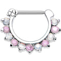 16G 5/16 Alluring Faux Opal and Pink Gem Septum Clicker