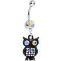 Aurora Gem Dark and Clever Evening Owl Dangle Belly Ring