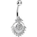 Clear Crystal Sparkling Victoriana Opera Fan Belly Ring