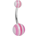 Acrylic Full of Sweetness Pink Striped Belly Ring