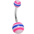 Acrylic Balanced Brightness Pink and Blue Striped Belly Ring