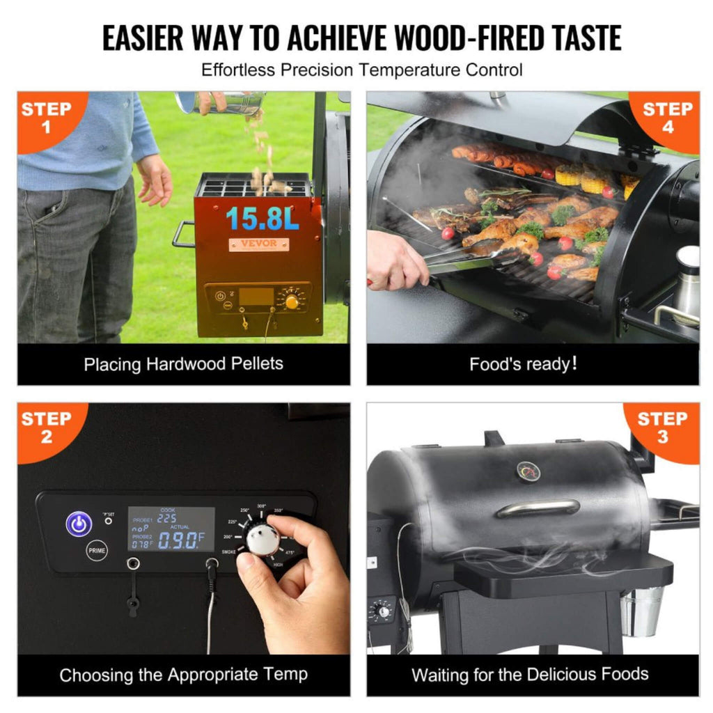 53-Inch Heavy-Duty Portable Wood Pellet BBQ Grill With Cart (SAK93641)