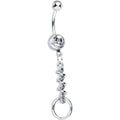 Clear Gem Zig Zag Ribbon Door Knocker Dangle Belly Ring