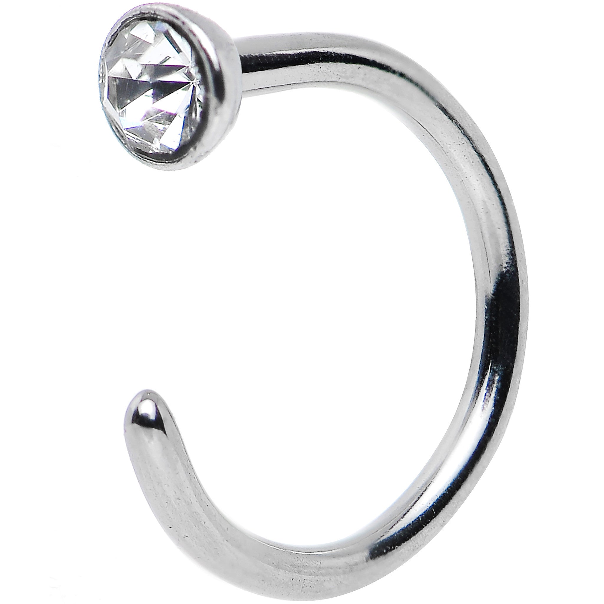 20G 1/4 Clear Gem Stainless Steel Nose Hoop