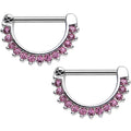14G 1/2 Pink Gem Glamorous Nipple Clicker Set