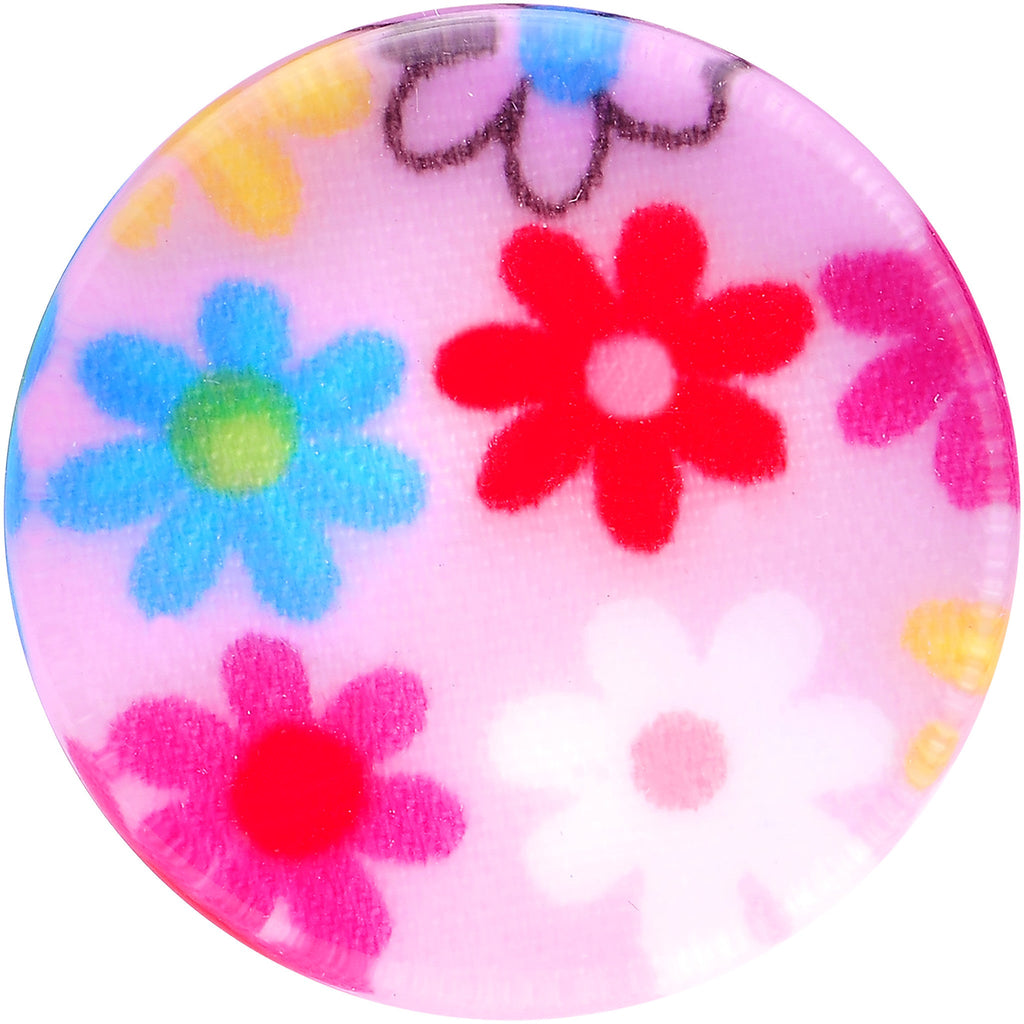 22mm Acrylic Pink Multicolored Flower Power Saddle Plug