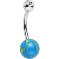 Clear Gem Terra Firma Planetary Aqua Stone Belly Ring