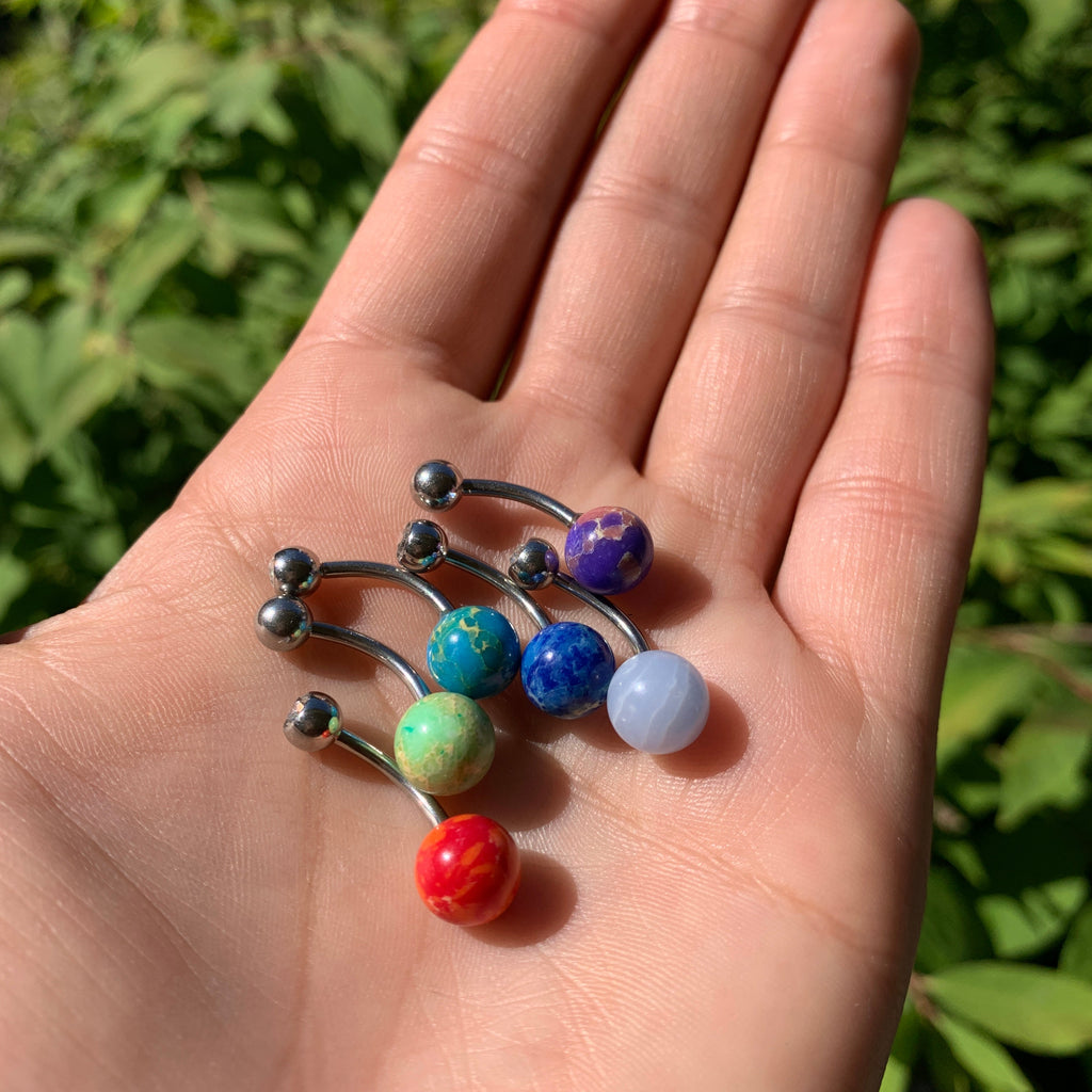 Clear Gem Galactic Light Green Stone Belly Ring