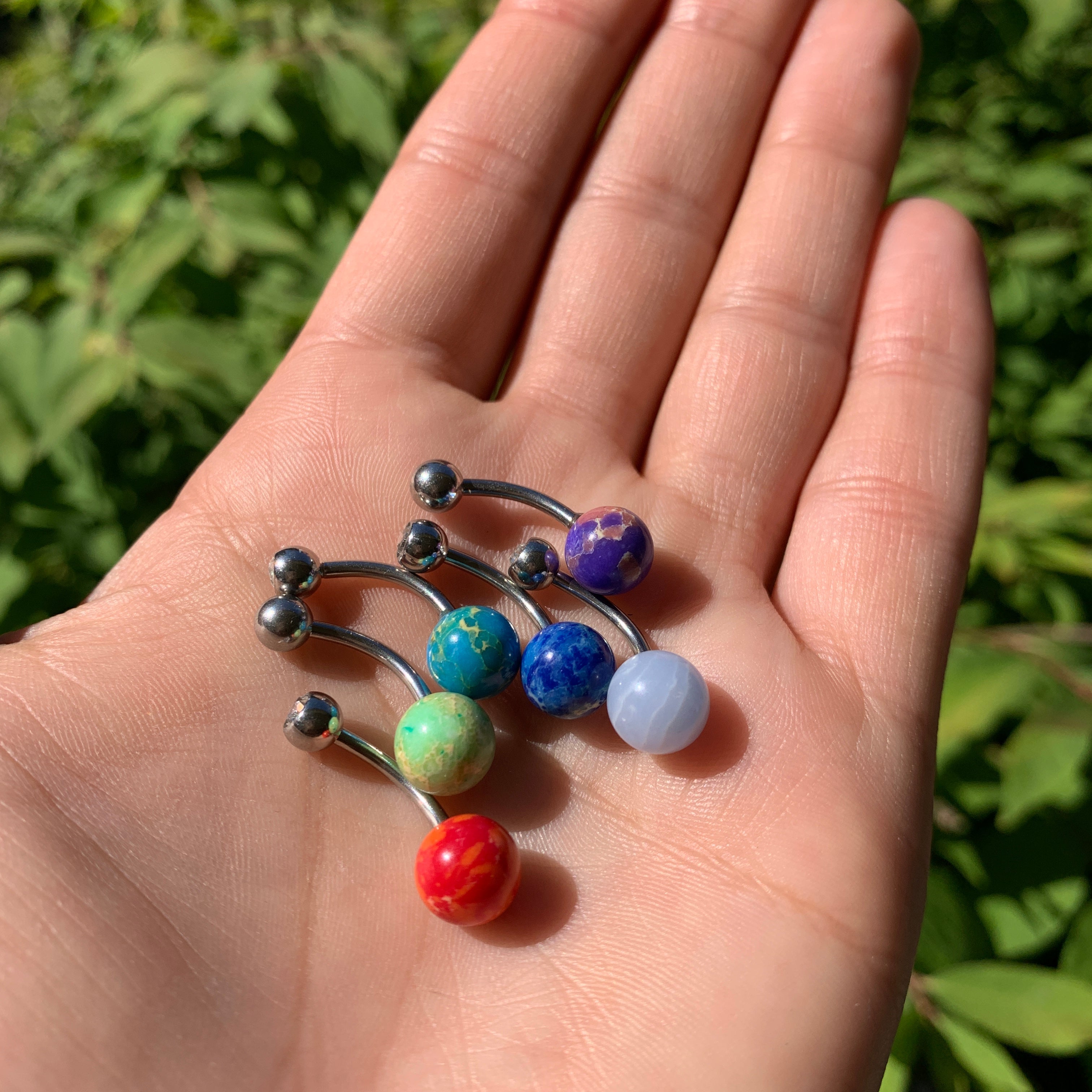 Clear Gem Galactic Light Green Stone Belly Ring