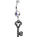 Aurora Gem Eternal Secret Black Key Dangle Belly Ring